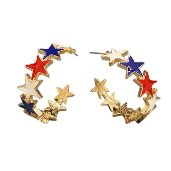 USA METAL STAR HOOP EARRING