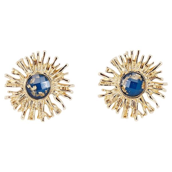 METAL RHINESTONE SUNBURST STUD EARRING