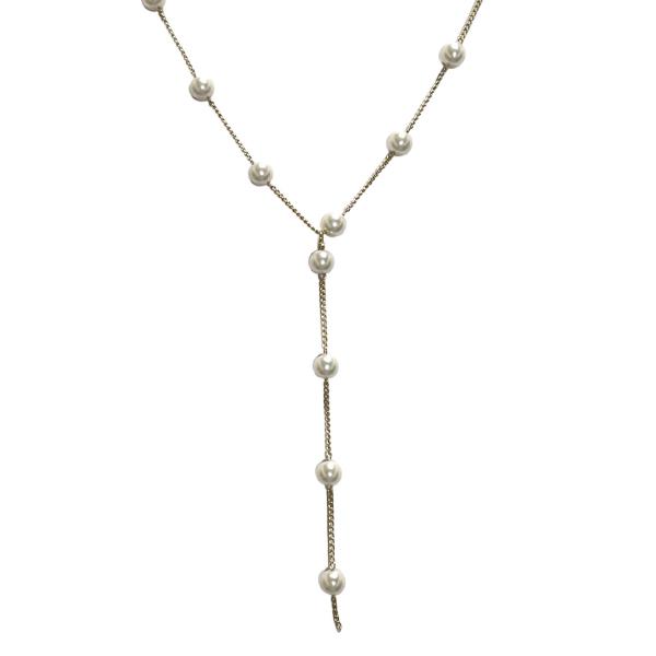 METAL PEARL Y CHAIN NECKLACE