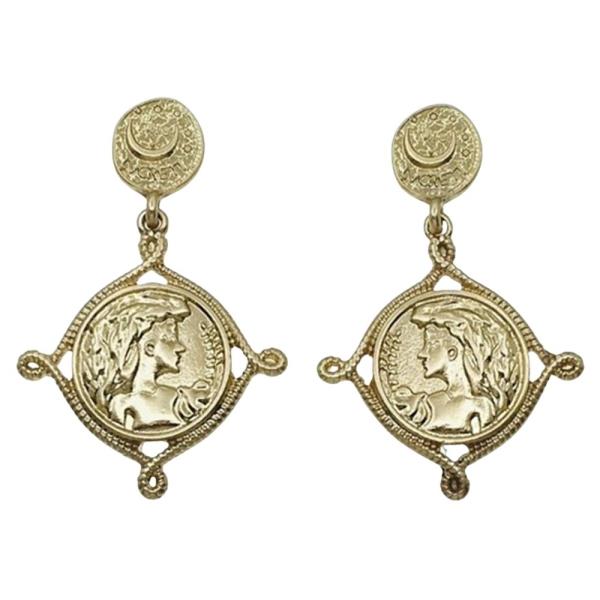 METAL COIN DROP EARRING