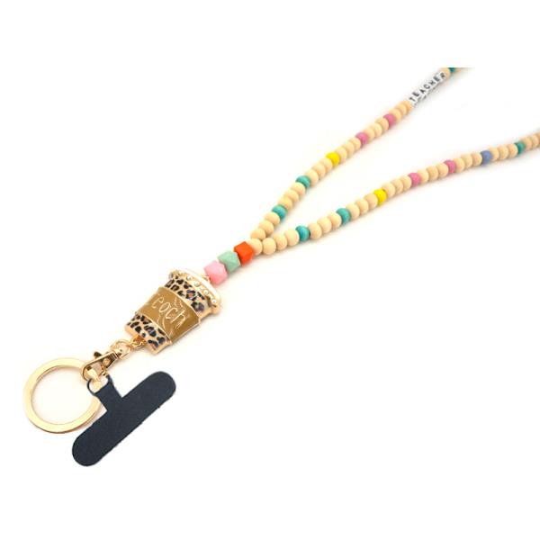 BEAD MULTI STRAND LANYARD PHONE HOLDER NECKLACE