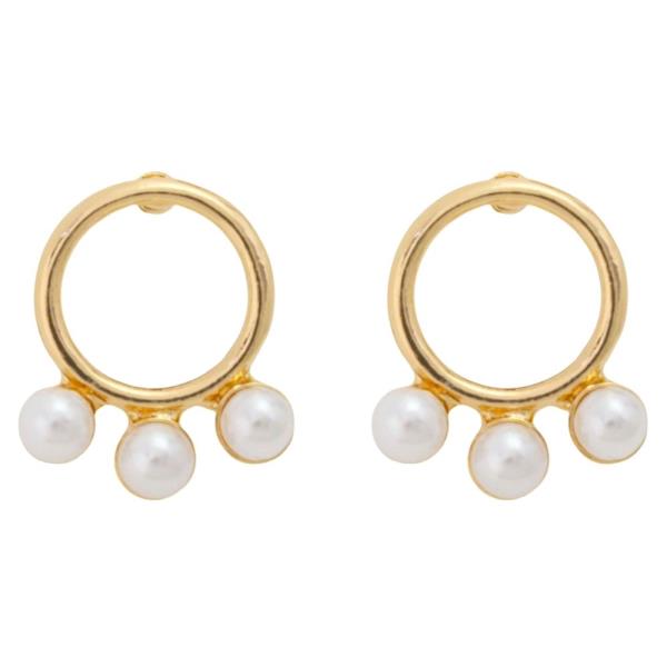 METAL PEARL ROUND STUD EARRING