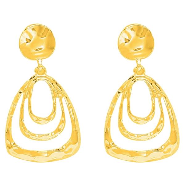 METAL LAYERED OVAL DROP EARRING