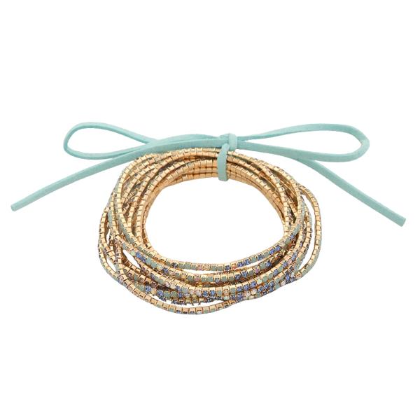 RHINESTONE MULTI LAYERED STRETCH BRACELET SET