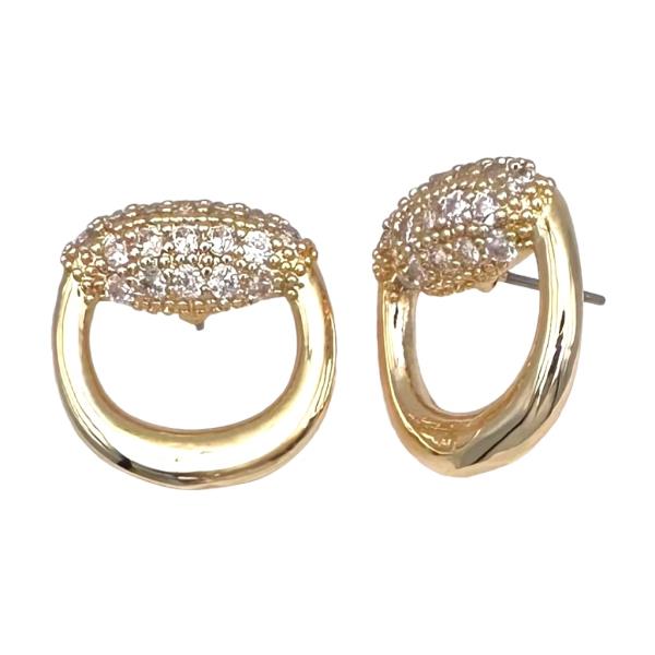 CZ HORSE BELT POST EARRING