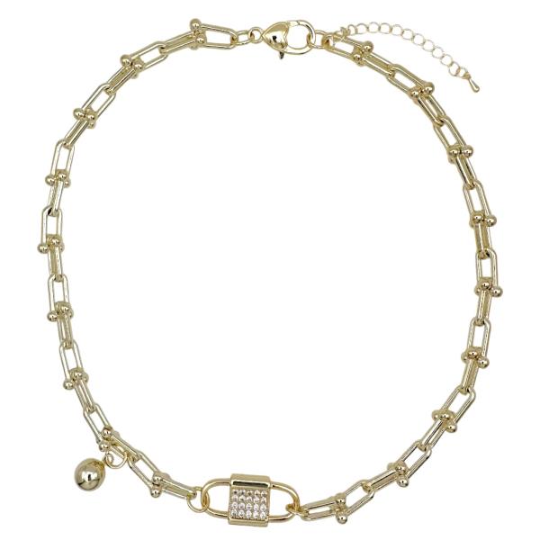 CZ PAVE LOCK NECKLACE