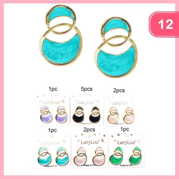 LAYERED ROUND POST EARRING (12 UNITS)