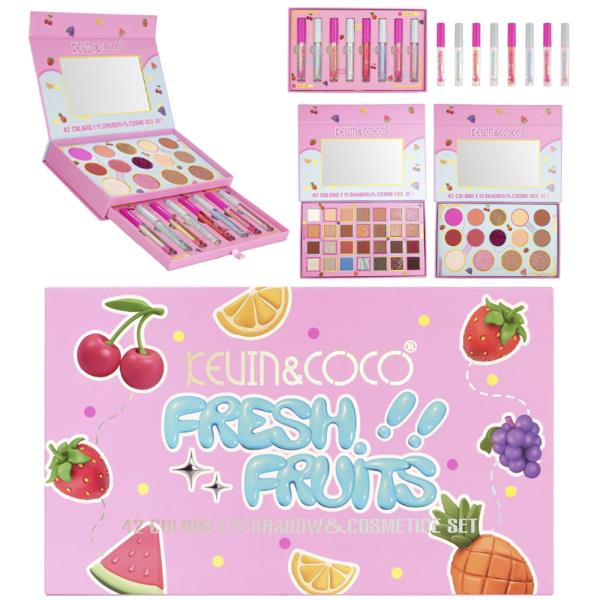 KEVIN AND COCO FRESH FRUITS 42 COLORS EYESHADOW AND COSMETIC SET