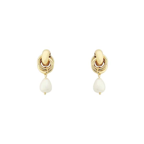 METAL KNOT PEARL DROP EARRING