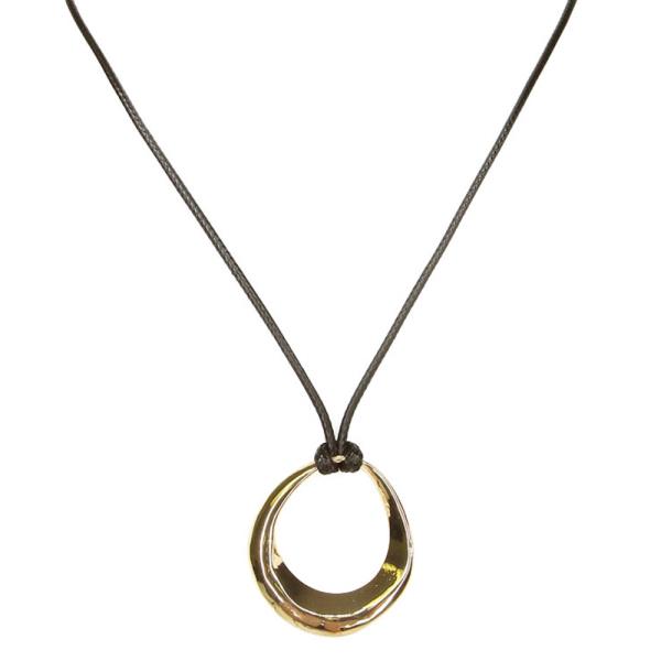 METAL OVAL PENDANT CORD NECKLACE