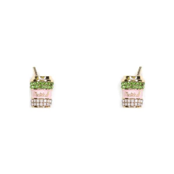 RHINESTONE MATCHA LATTE DRINK EARRING