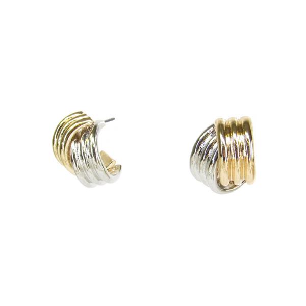 TWO TONE HUGGIE HOOP EARRING