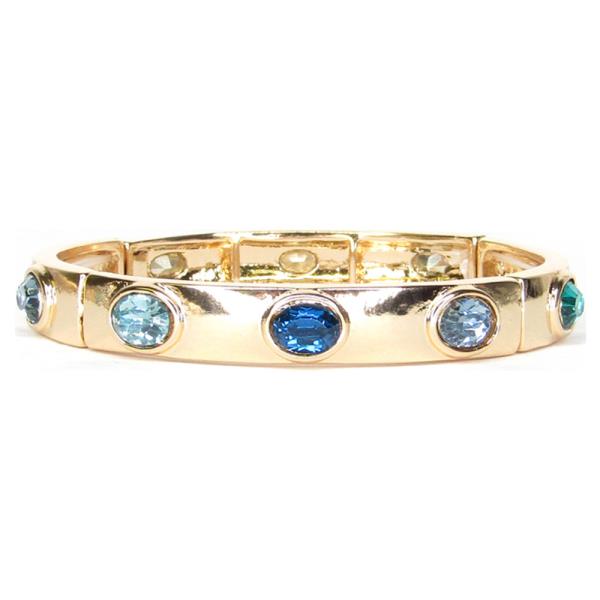 METAL ROUND CRYSTAL STONE STRETCH BRACELET