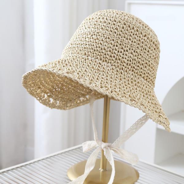 STRAW OPEN WEAVE WIDE BRIM BUCKET SUN HAT