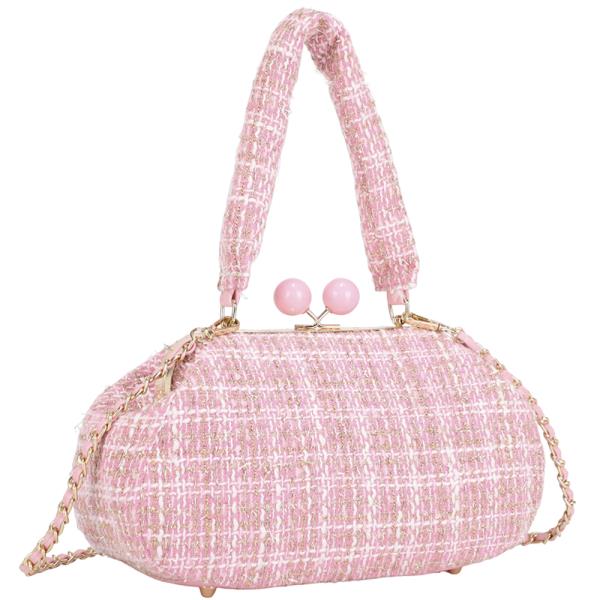 CHIC TWEED TEXTURED HANDLE EVENING CROSSBODY BAG