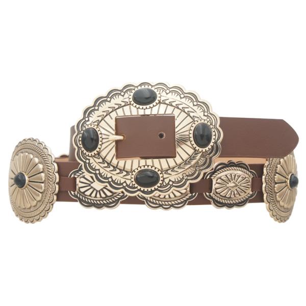 STONE ACCENT CONCHO EMBELLISHED CONCHO STRAP BELT