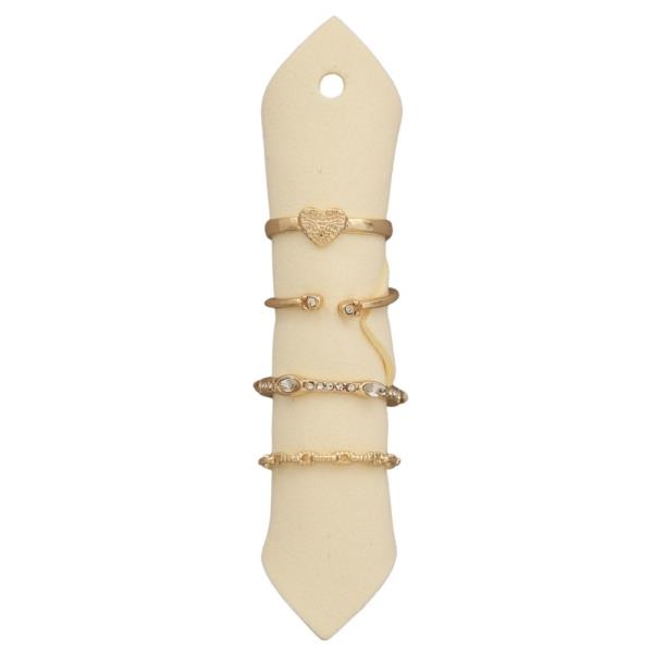 HEART METAL MIXED BAND MULTI RING SET