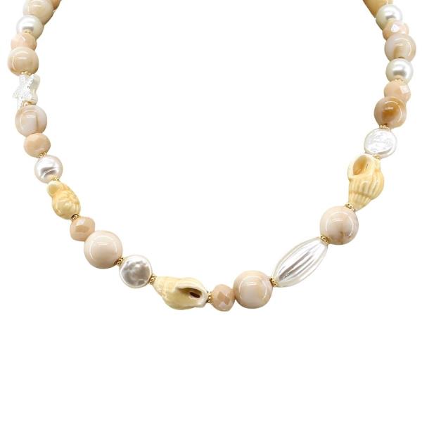 SEALIFE MULTI STONE BEAD PEARL NECKLACE