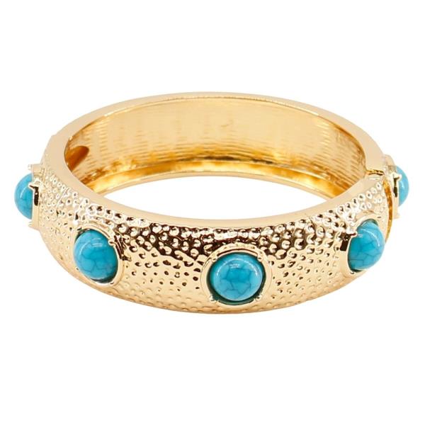 HAMMERED WH STONE BANGLE BRACELET