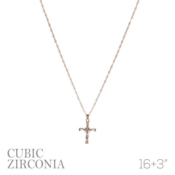 CZ CROSS STONE NECKLACE