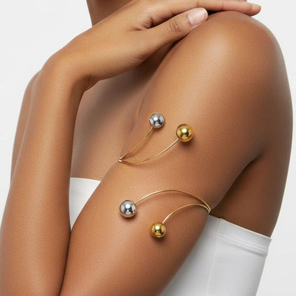 METAL BALL OPEN ARM CUFF BRACELET