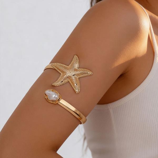 SEALIFE STARFISH STONE OPEN ARM CUFF BRACELET
