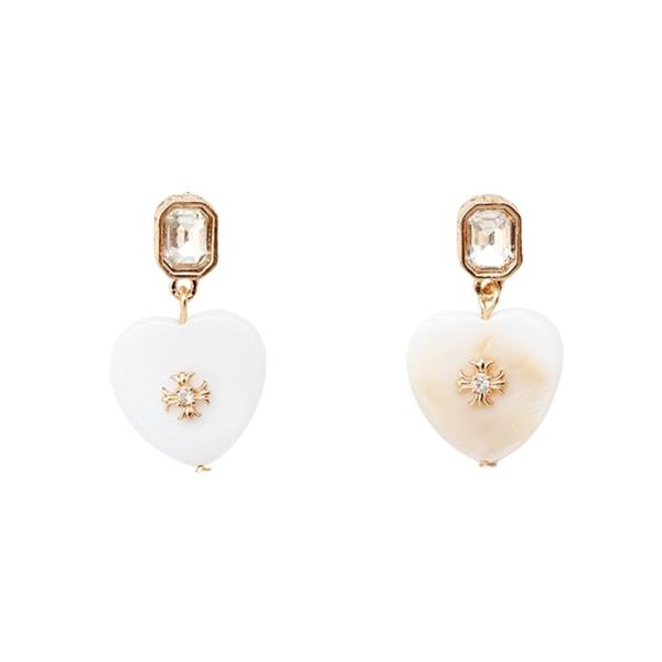 CRYSTAL STONE RESIN HEART DROP EARRING