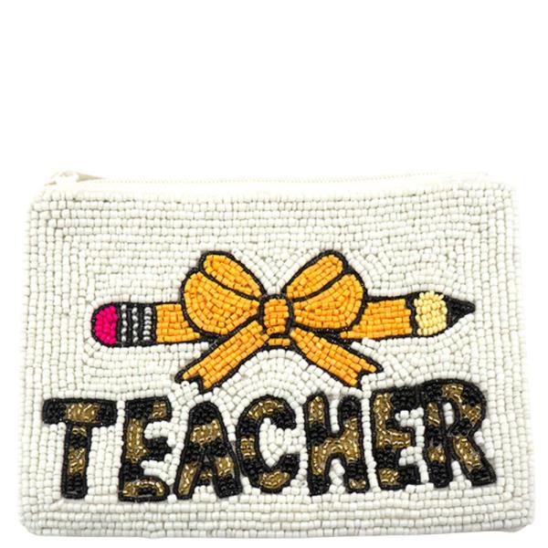 SEED BEAD TEACH BOW PENCIL COIN PURSE