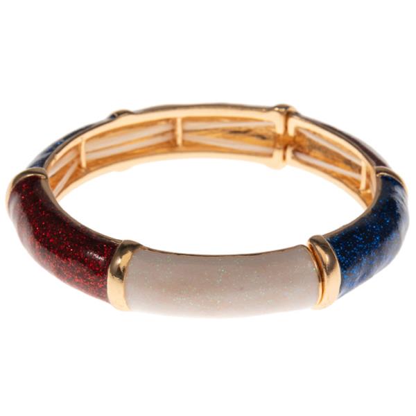 AMERICAN FLAG COLORED HEAVY GLITTER ENAMEL BRACELET