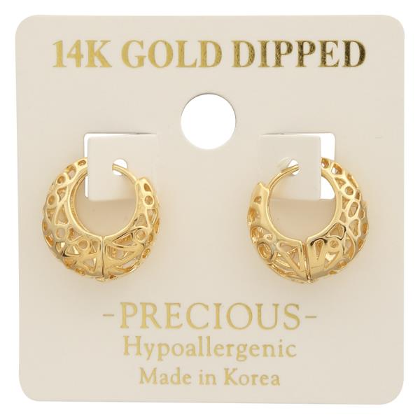 14K GOLD DIPPED TEXTURED METAL HOOP EARRING
