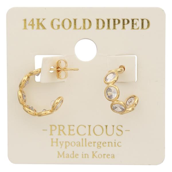 14K GOLD DIPPED OPEN CIRCLE CRYSTAL EARRING