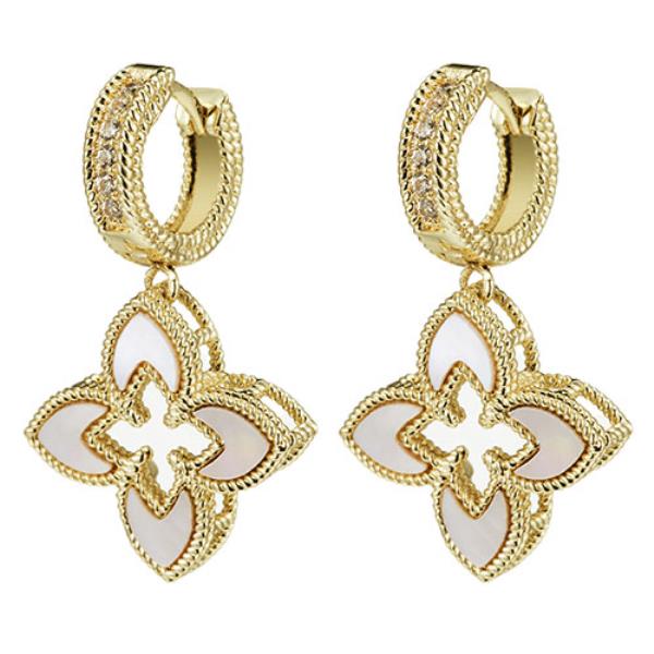 MOP CZ FLOWER STATION EARRING