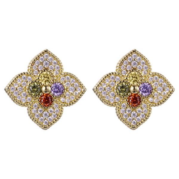MULTI COLOR CZ FLOWER STATION EARRING