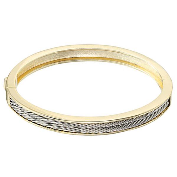 TWO TONE PUSH LOCK BANGLE BRACELET