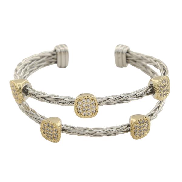 TWO TONE TWISTED CABLE CUFF BRACELET