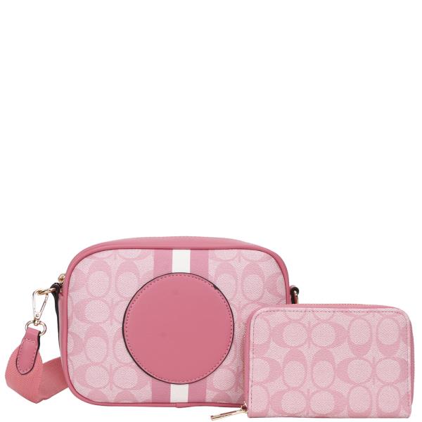 2IN1 OVAL PRINT DESIGN CROSSBODY BAG W WALLET SET