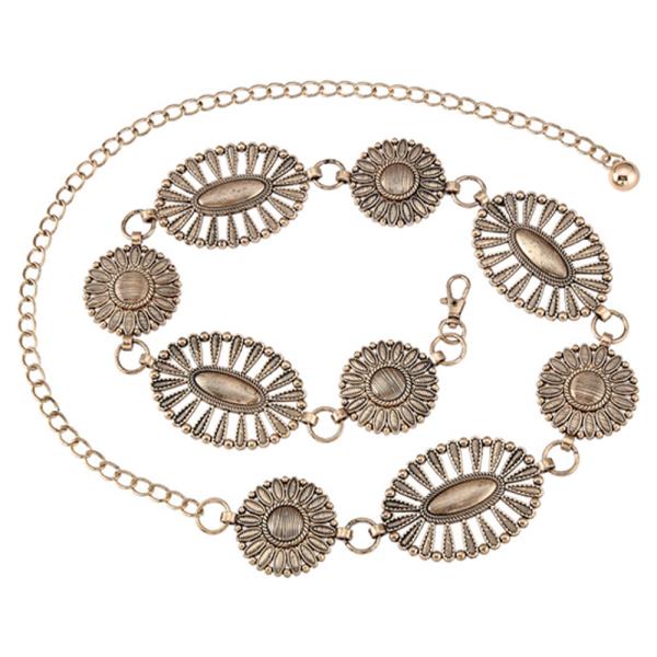 WESTERN MIXED CONCHO LINK CHAIN BELT