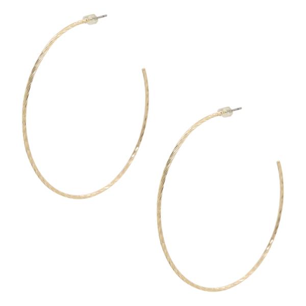 SODAJO TEXTURED OPEN HOOP GOLD DIPPED EARRING