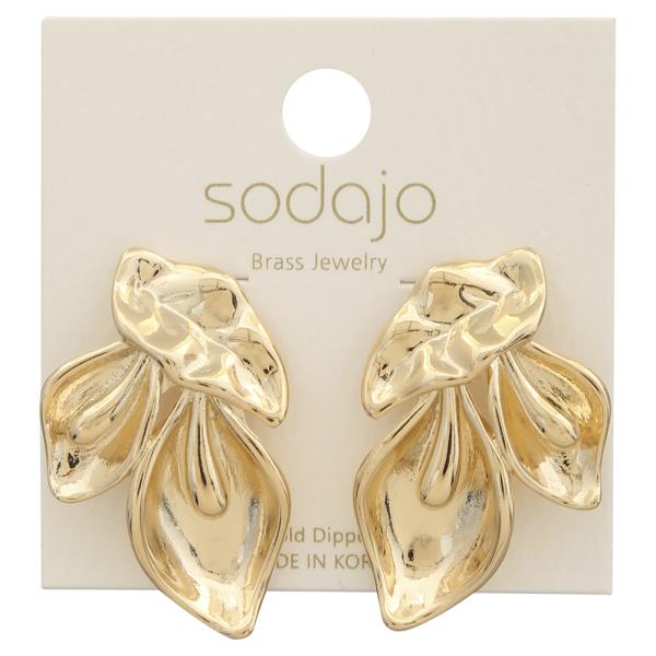 SODAJO LEAF DESIGN GOLD DIPPED EARRING