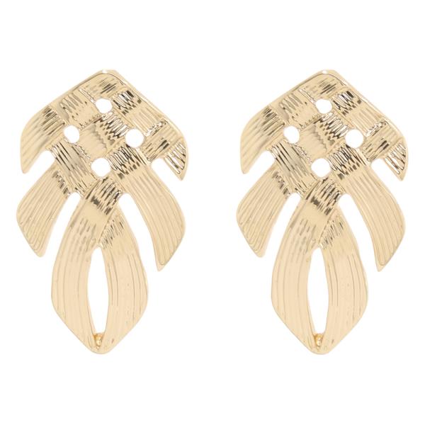 SODAJO TEXTURED LEAF SHAPED GOLD DIPPED EARRING