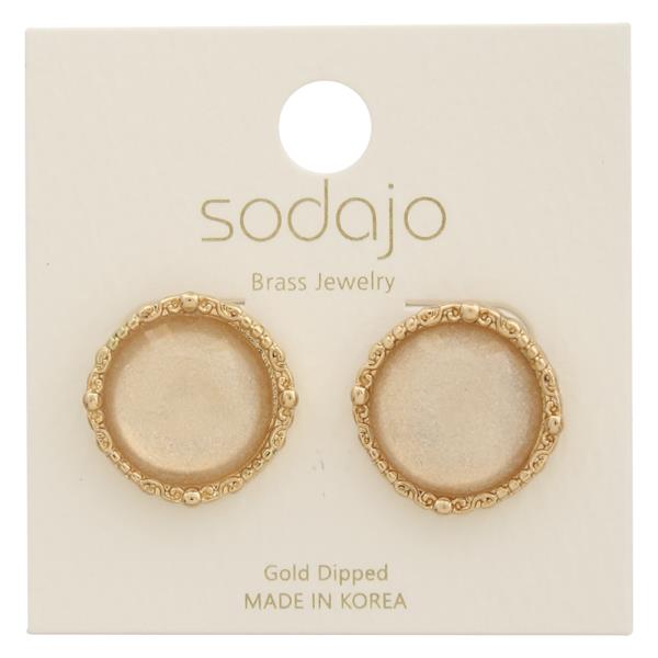SODAJO ROUND STONE GOLD DIPPED EARRING