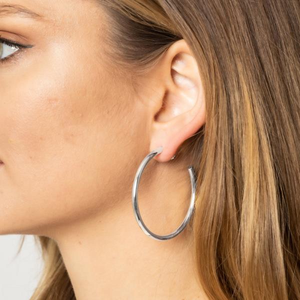 14K GOLD WHITE GOLD DIPPED POST HOOP EARRING