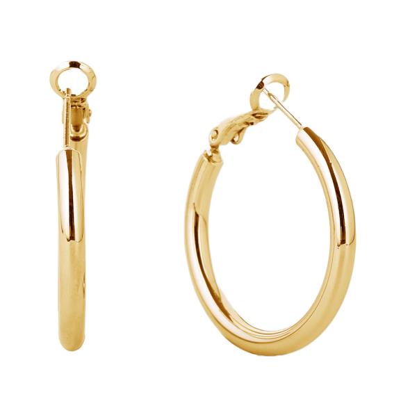 14K GOLD WHITE GOLD DIPPED OMEGA CLOSURE HOOP EARRING