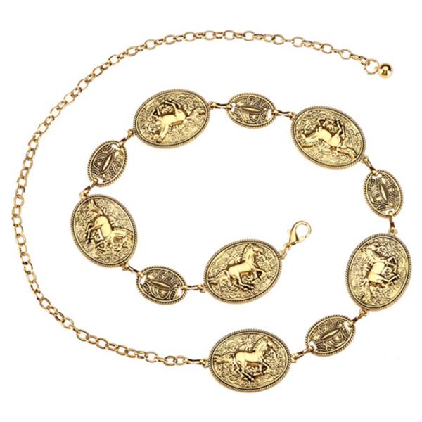 WESTERN HORSE OVAL CONCHO CHAIN BELT