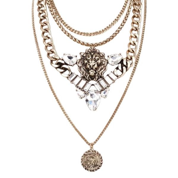 LAYERED MULTI CHAIN PENDANT NECKLACE