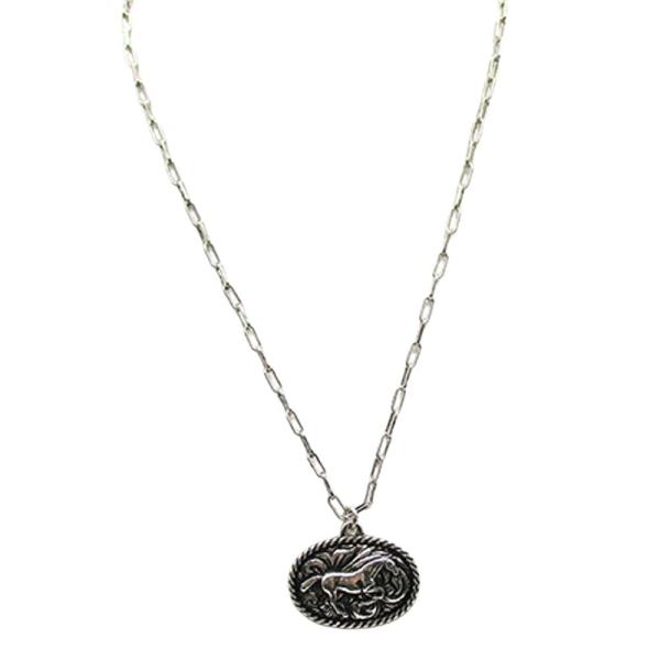 WESTERN SMALL OVAL HORSE NECKLACE