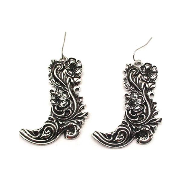 WESTERN ENGRAVED COWBOY BOOTS  EARRING