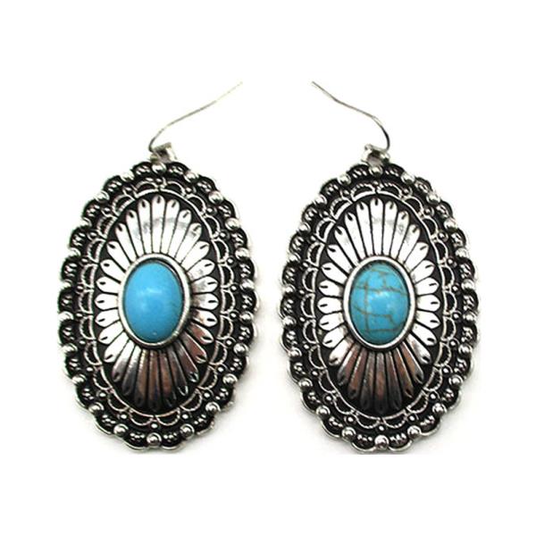 WESTERN OVAL TQ CONCHO EARRING