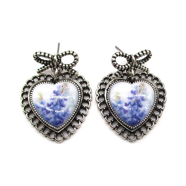 WESTERN HEART BLUE BONNET EARRING