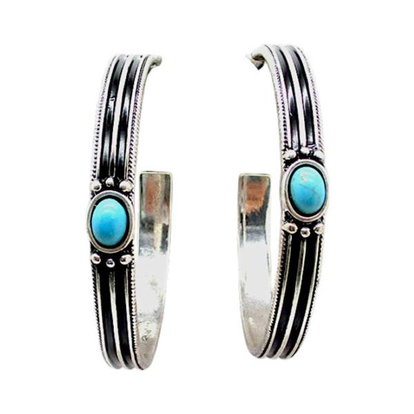 WESTERN ETCHED TQ HOOP EARRING